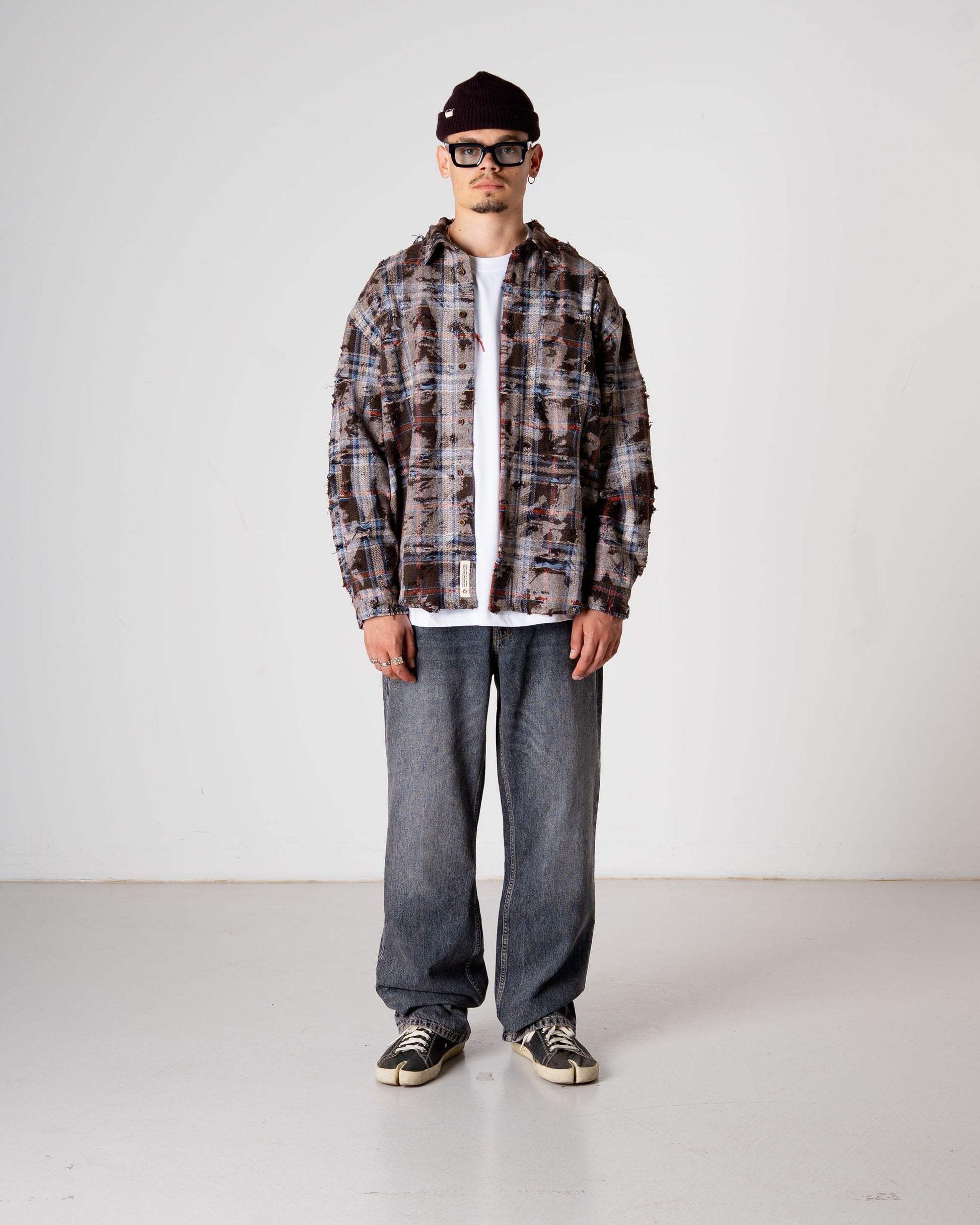 Woodbird WBJong Ripped Shirt Shirts Brown Check