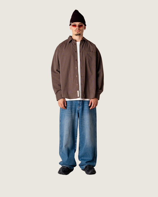 Woodbird WBJong Stripe shirt Shirts Brown