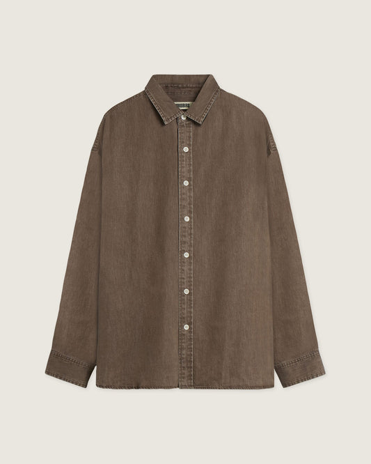 Woodbird WBJong Washed Shirt Shirts Brown