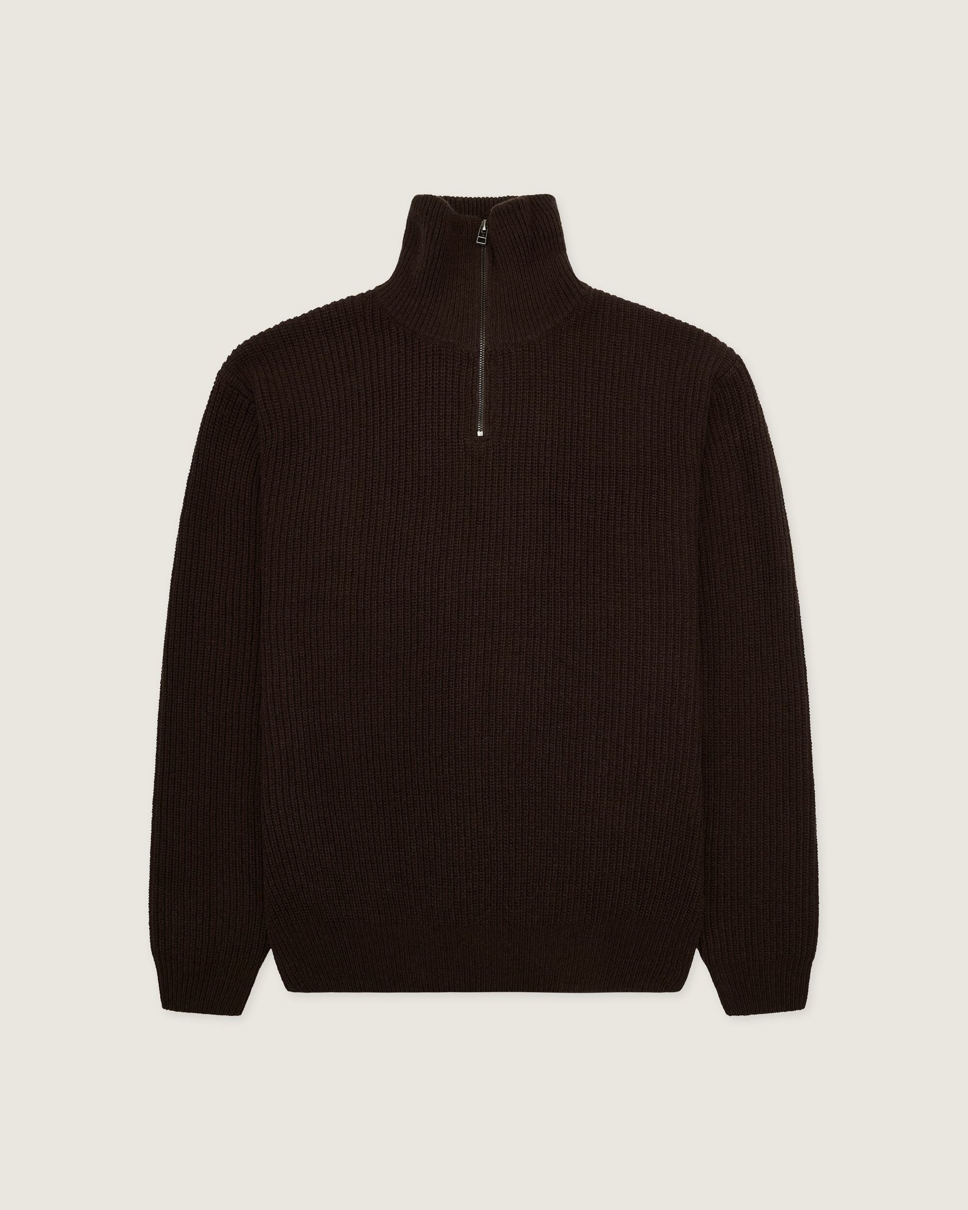 Woodbird WBLass Wool Half-Zip Knits Brown