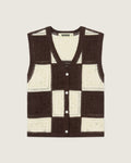 WBLau Crochet Vest - Brown-Off White