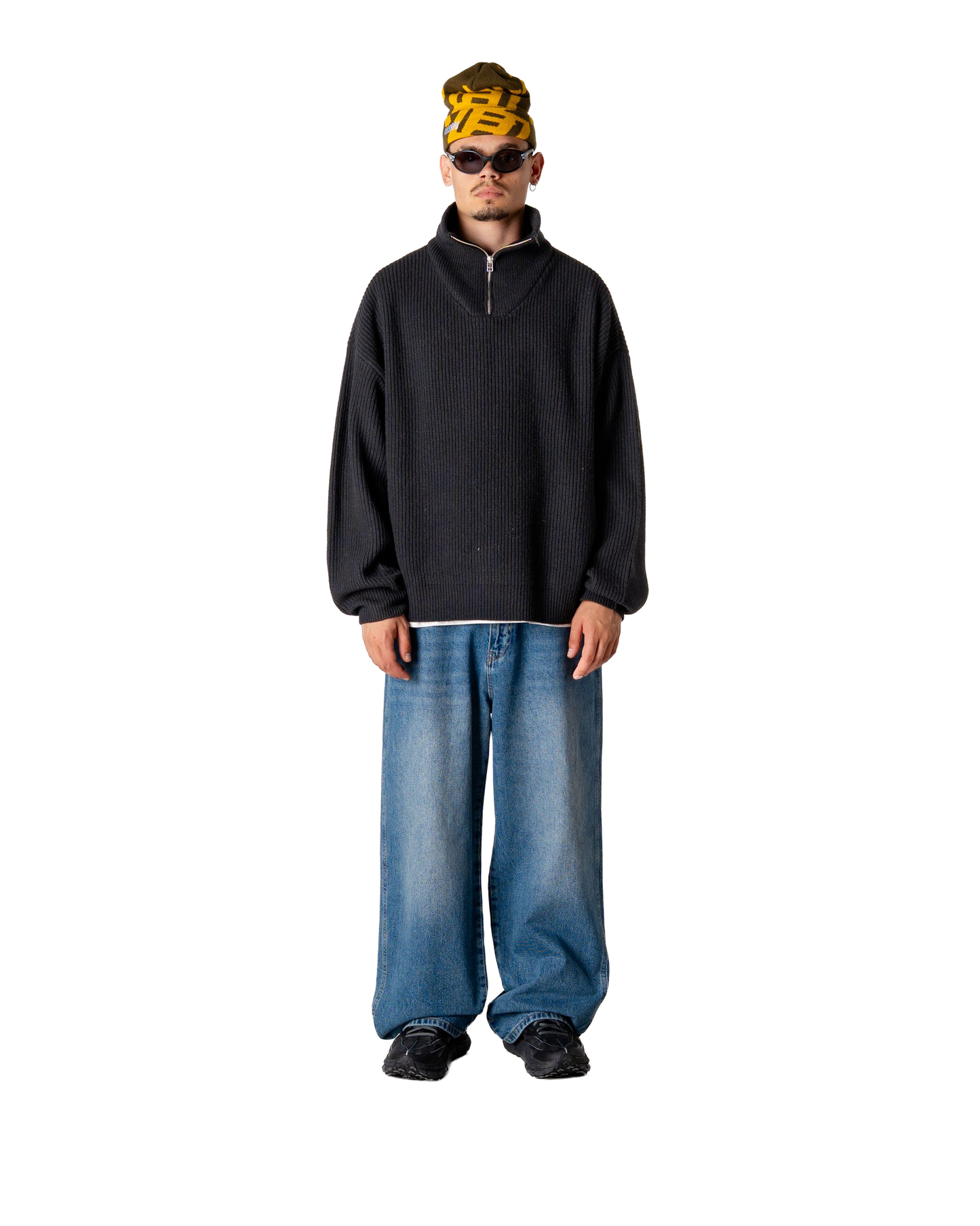 Woodbird WBLee Wool Knit Half Zip Knits Black