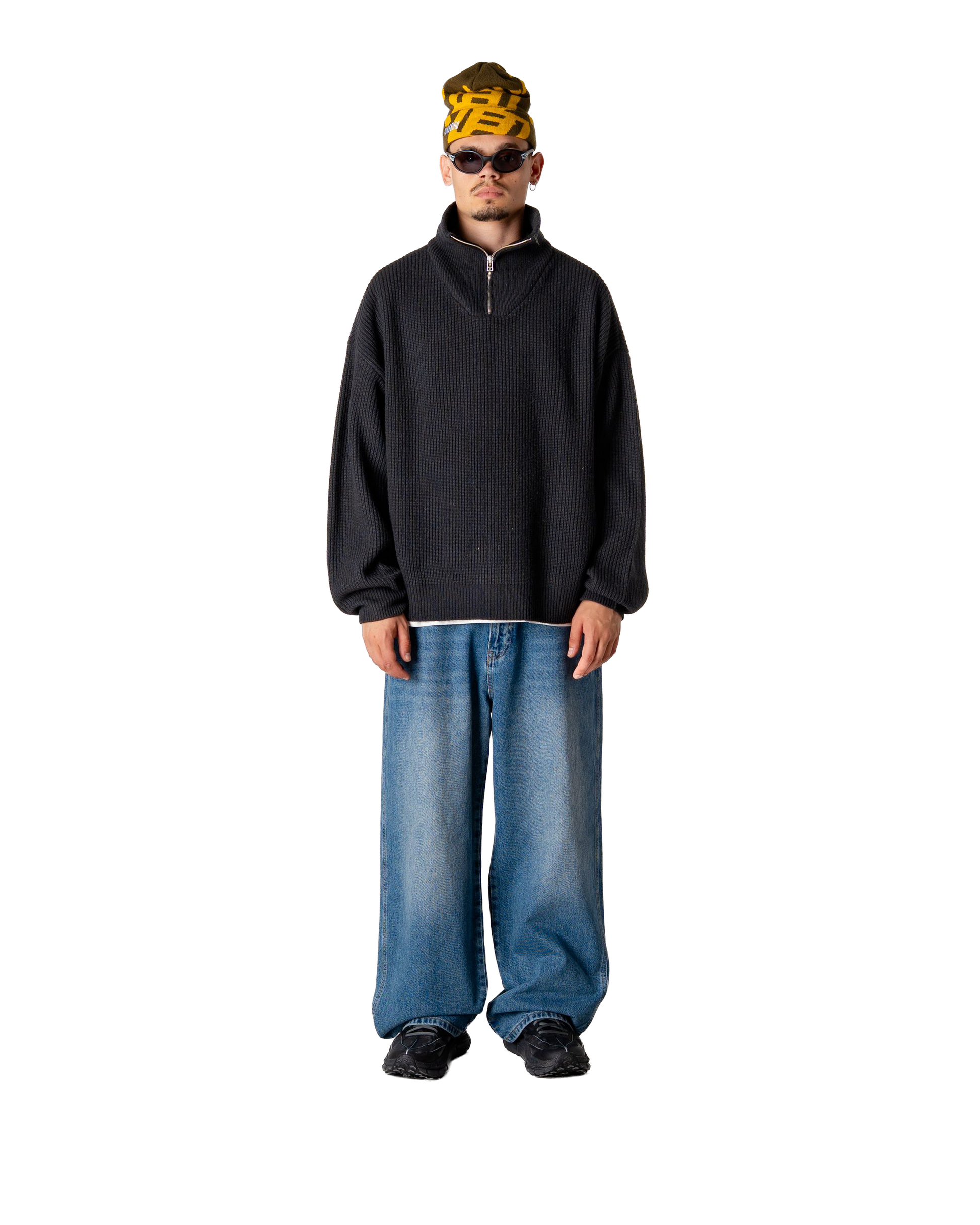 Woodbird WBLee Wool Knit Half Zip Knits Black