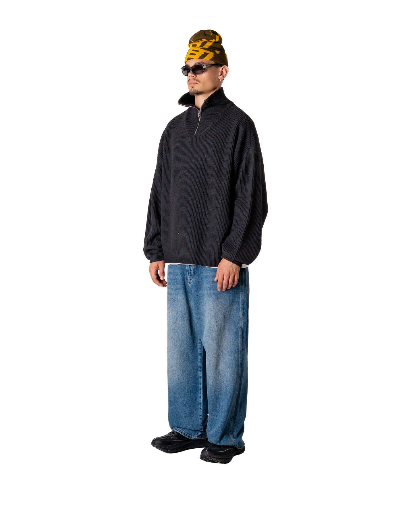 Woodbird WBLee Wool Knit Half Zip Knits Black