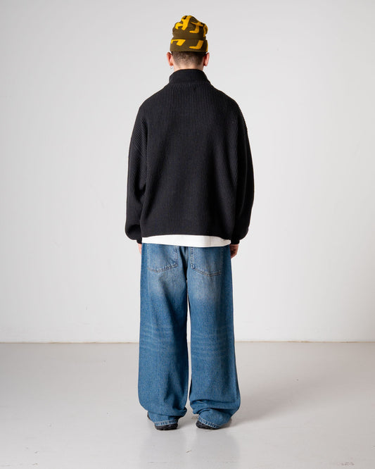 Woodbird WBLee Wool Knit Half Zip Knits Black