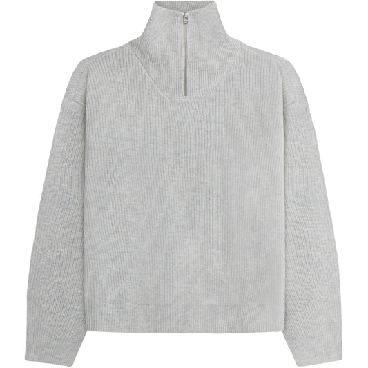 Woodbird WBLee Wool Knit Half Zip Knits Light Grey Melange