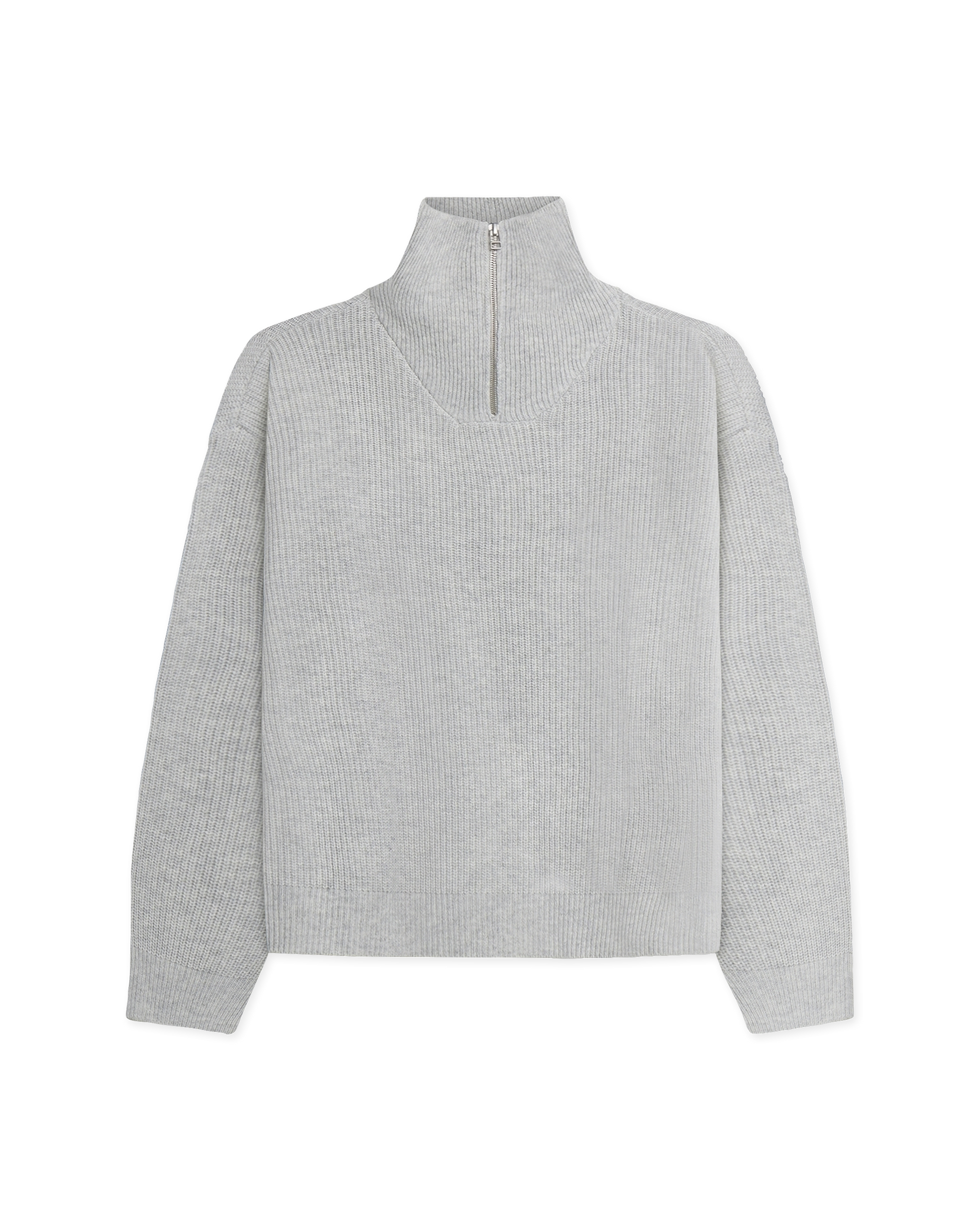 Woodbird WBLee Wool Knit Half Zip Knits Light Grey Melange