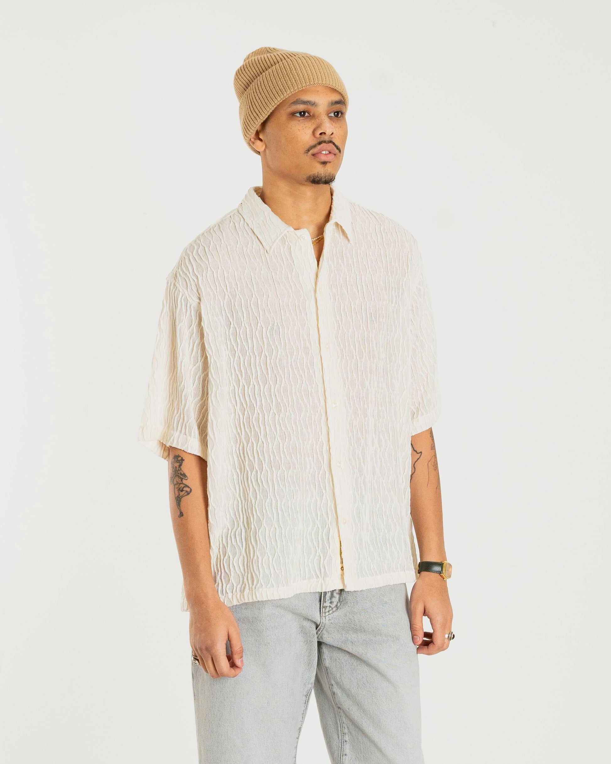 Woodbird WBSunny Crooque Shirt Shirts Off White