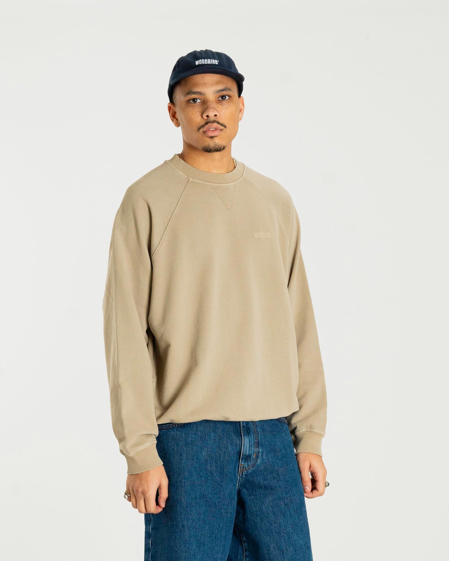 Woodbird WBZhang Washed Crew Sweats Light Sand