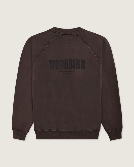 Woodbird WBZhang Washed Logo Crew Sweats Brown