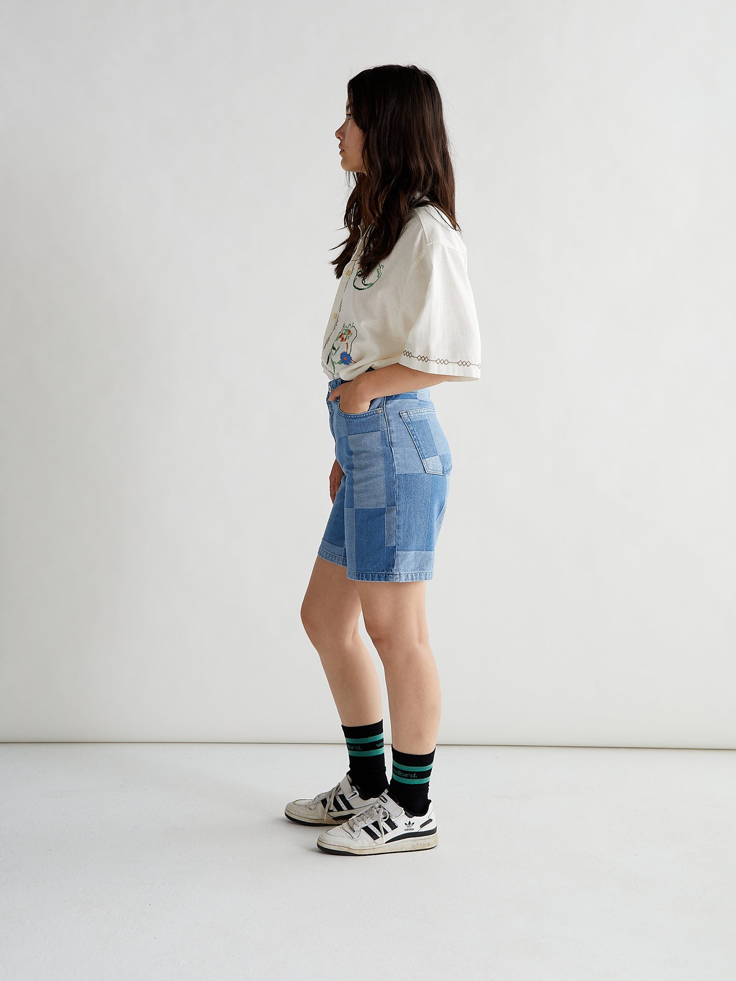 Woodbird Female Maggie Patchwork Shorts Shorts Blue